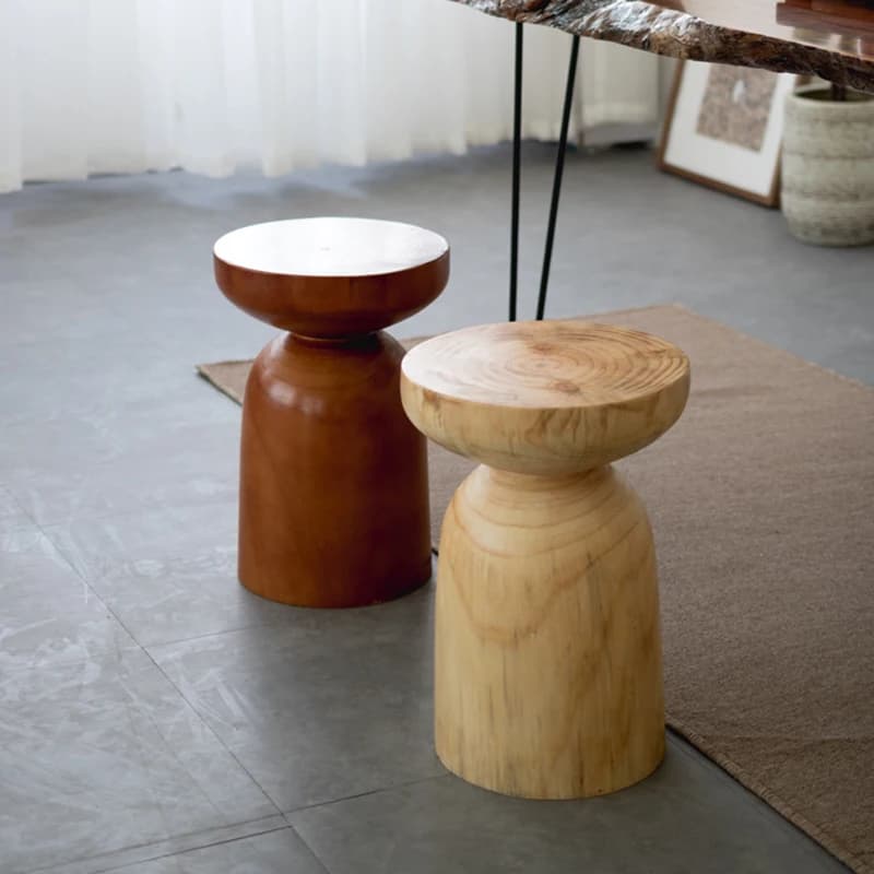 MOMO Tree Stump Stool Modern Minimalist Solid Wood Pier Log Stump Stool Designer Creative Round Stool Homestay Decoration