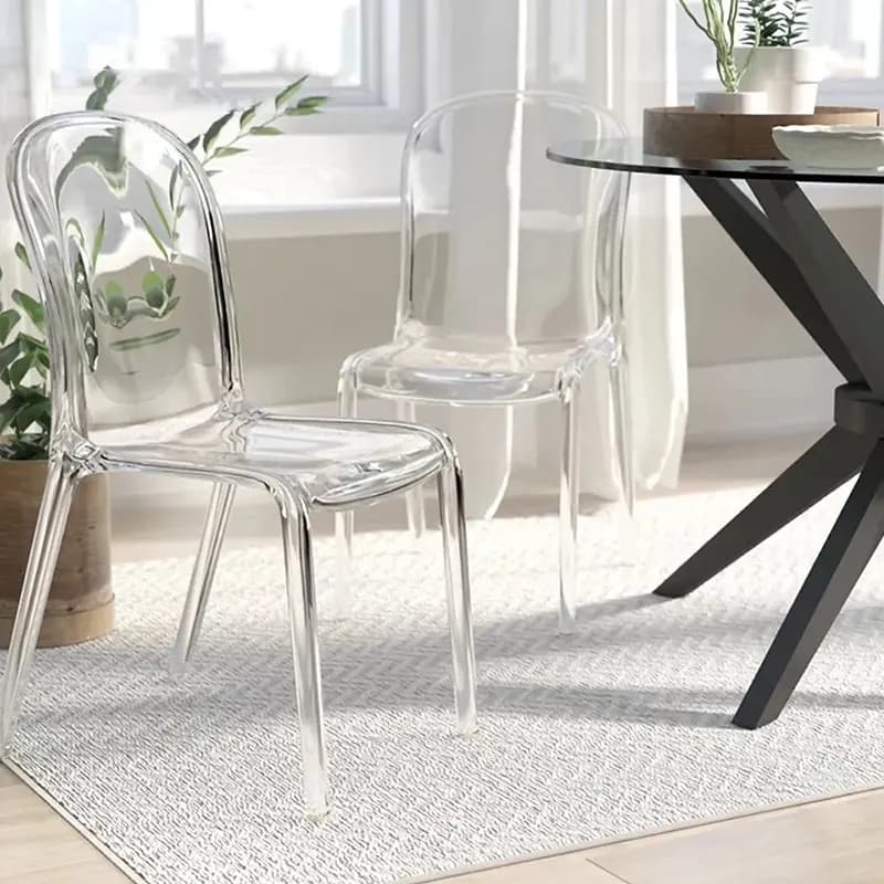 Transparent Plastic Dining Chairs Party Events Space Saving Minimalist Dining Chairs Comfortable Clear Muebles Home Furniture
