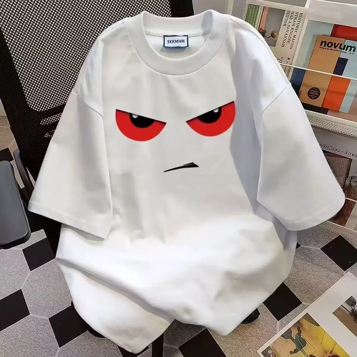 2026 New Men's Five-quarter Sleeve Printed Loose T-shirt Personalized Trendy Outerwear Top