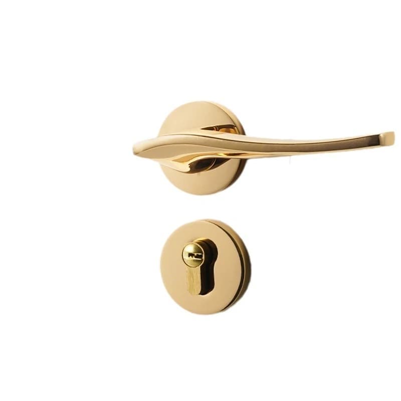 Indoor bright gold copper brushed color light luxury split set simple bedroom magnetic silent door modern wooden door lock