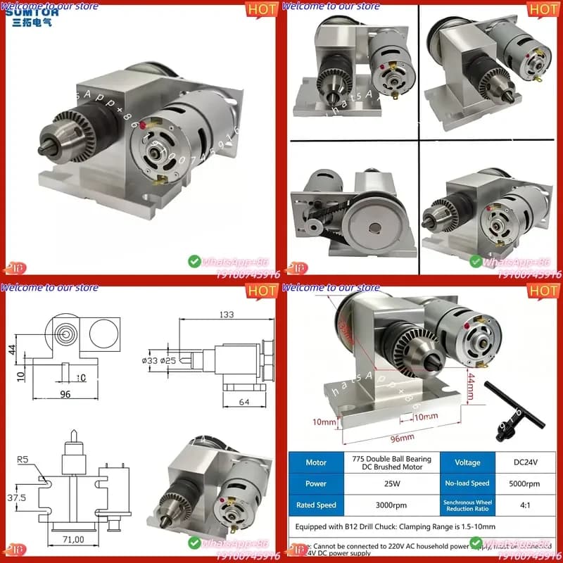 CE Certificate Micro 775 Small Table Drill Self-made DC Manual Electric Drill Drilling Angle Grinding Cutting Machine DIY