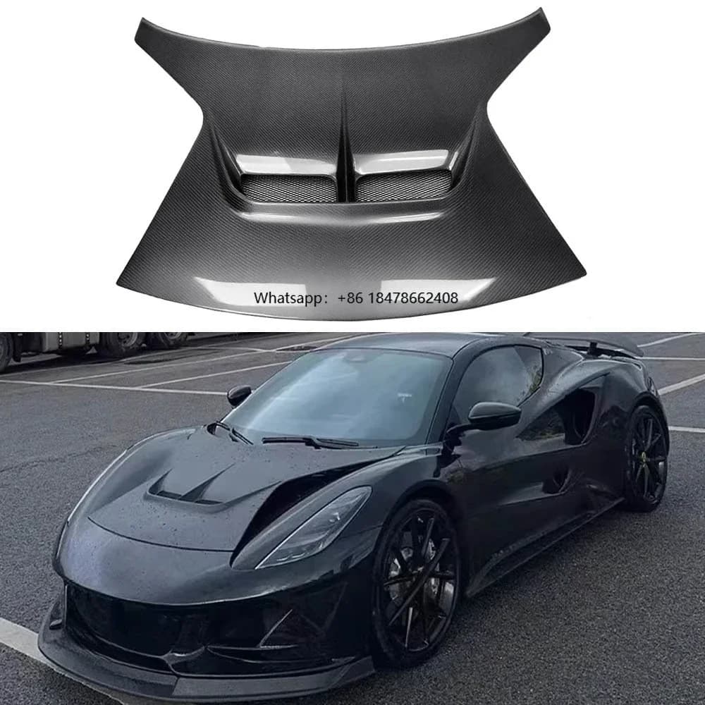 New Lotus Emira 2023-2025 V Style Front Hood High Polished Carbon Fiber Vented Bonnet