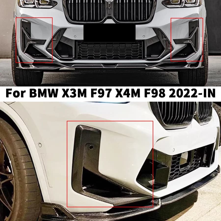 For BMW X3M F97 X4M F98 Dry carbon fiber front bumper fog lamp frame corner guard front bumper side wind knife auto parts kit