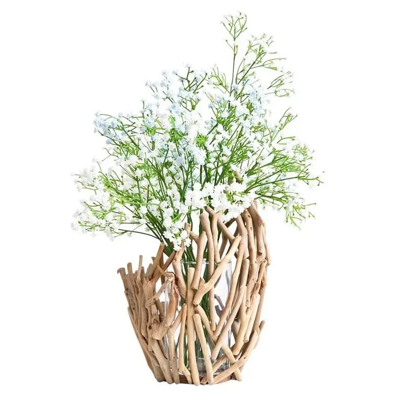 Wooden vase ornament living room flower arrangement creative home full of stars fake flower decoration Nordic TV cabinet