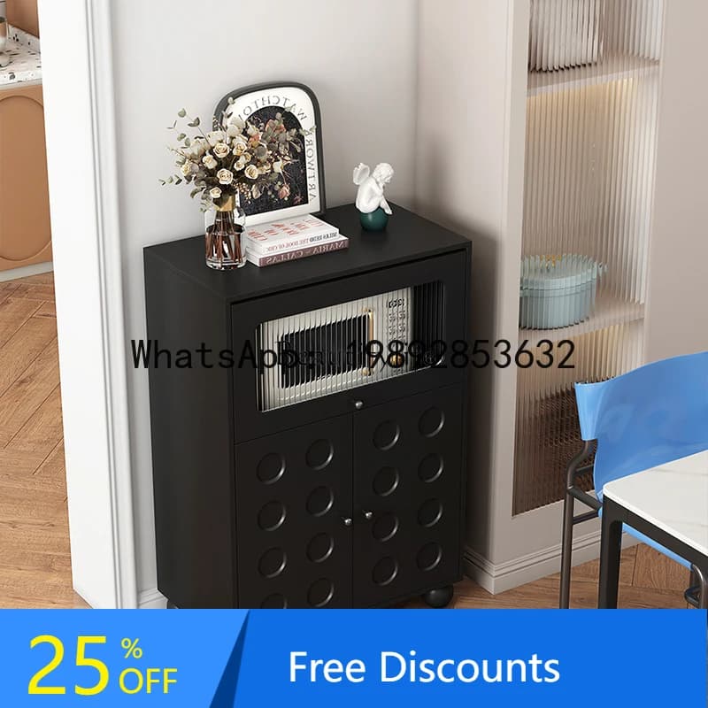 HH 05-*Retro black dining side cabinet simple modern storage locker sofa TV side tea cabinet