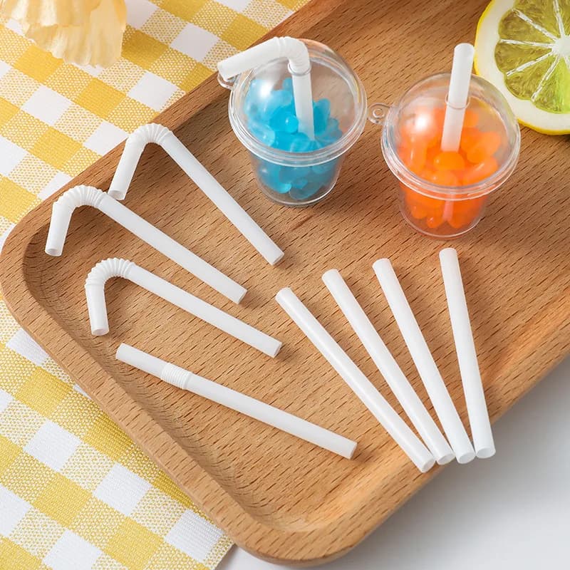 5pcs Mini Transparent Cup Straws Milk Tea Drink Straws Dollhouse Food Toy DIY Doll Accessories Home Desktop Decor Decoration