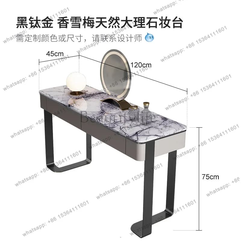 Italian light luxury marble dresser New marble dressing table 2-in-1 high-end dresser