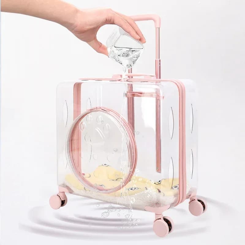 Pet trolley case cat bag large capacity two cats outdoor travel transparent