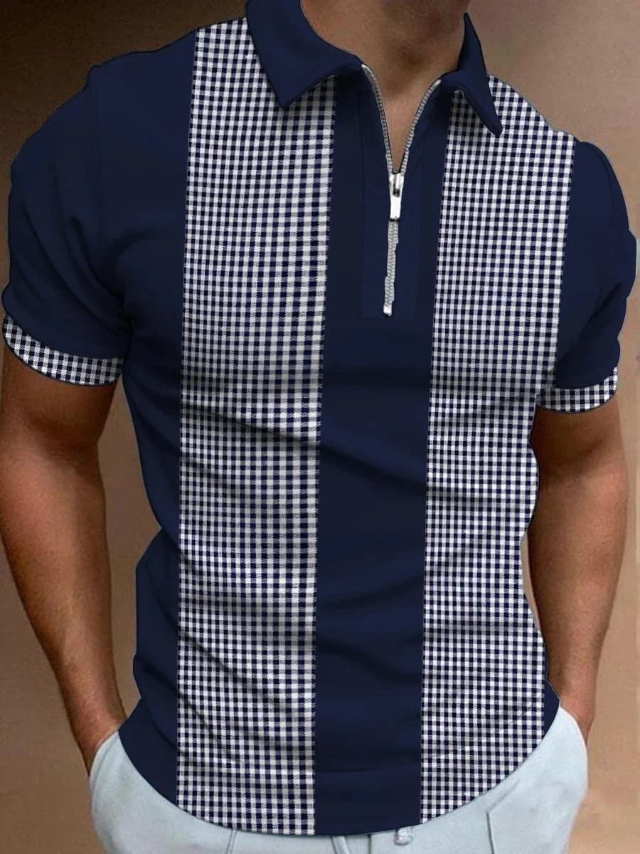 Men's Color Art Print Polo Shirt Short-Sleeved Polo Shirt Fitness Collar Regular Fit Polo Shirt