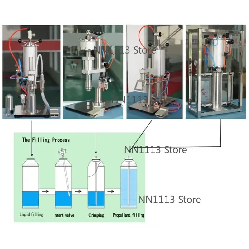 Manual Pneumatic Aerosol Liquid Filling Machine for Spray Can - Liquid Filler Machine