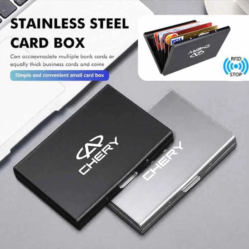 Car RFID Blocking Card Holder Metal Wallet Case Storage Accessories For Chery Tiggo 7 Pro 8 4 5 3 2 T11 5X Amulet Fora QQ IQ