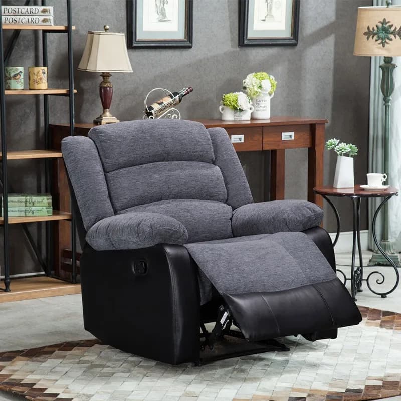 American Modern Extendable Massage Fabric Recliner Sofa Set with Rocker