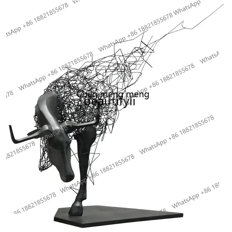 cc182l Sales Office Lobby Abstract Animal Iron Cattle Sculpture Art Hotel Large Floor Ornaments Frp Ornament