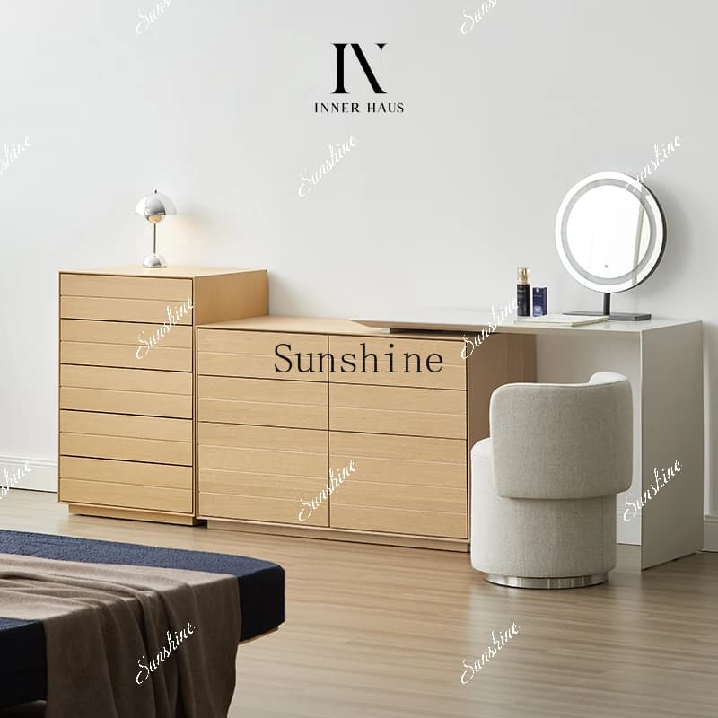 Nordic solid wood chest of drawers, bedroom against the wall, living room storage drawer side cabinet  FT