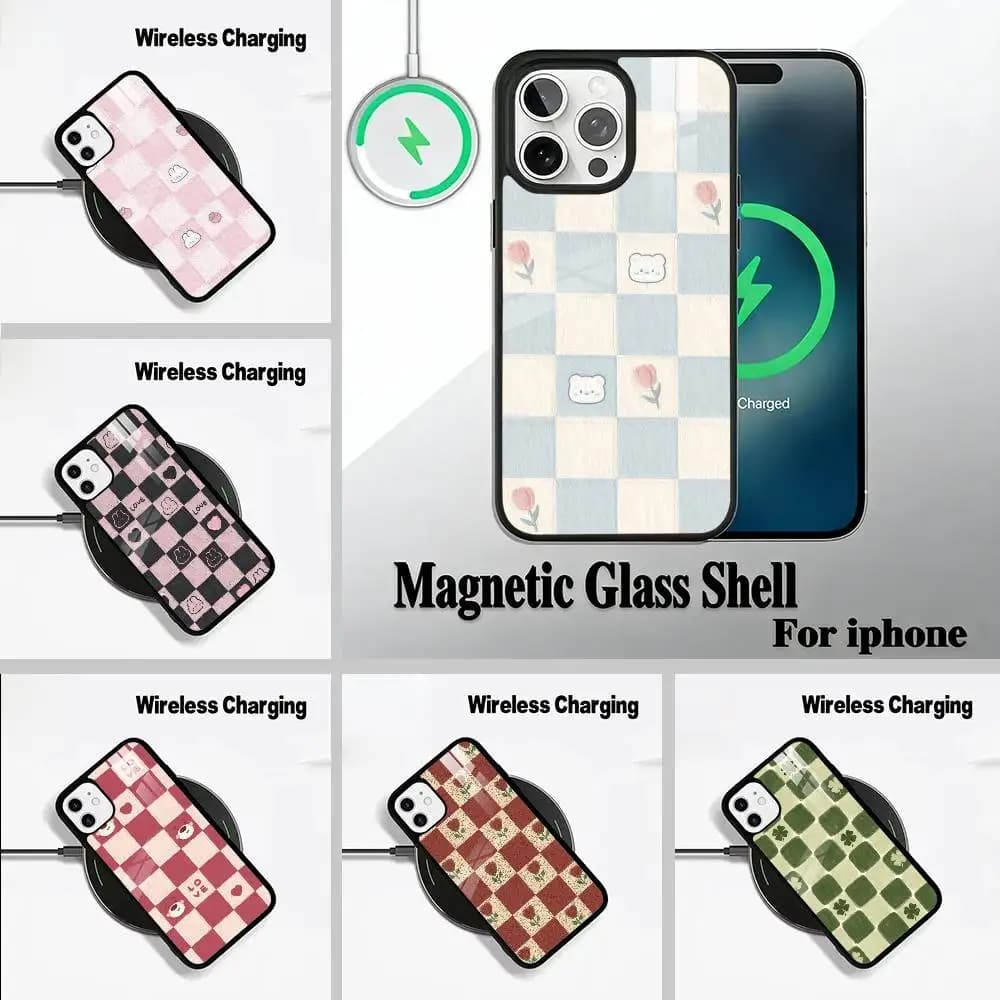 Fresh Checkerboard Wireless charging phone case compatible with iPhone 17/16/15/14/13/12/11