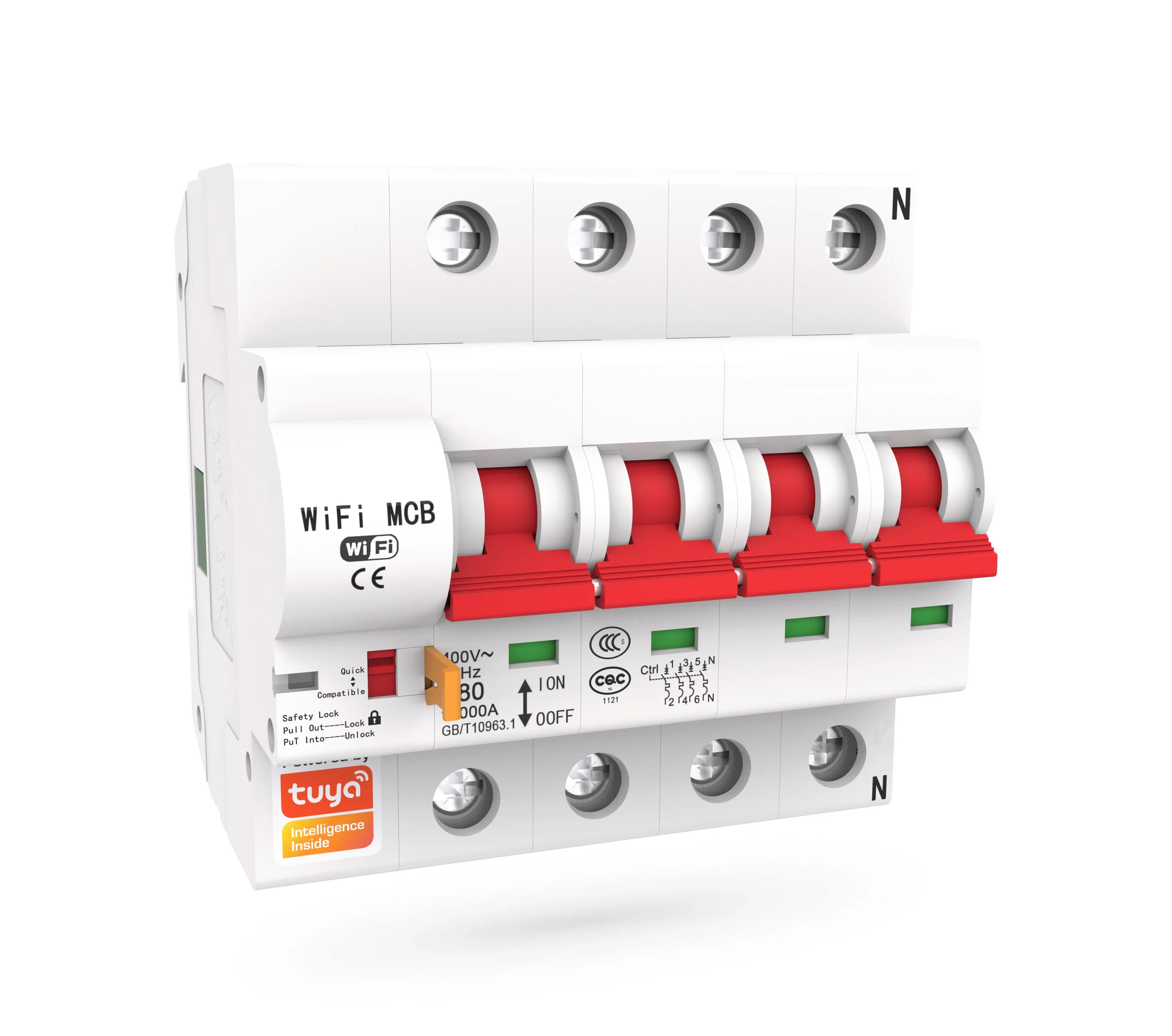 Factory Supplier   Remote Control Power Smart Circuit Breaker Wireless Connectivity  Work with Alexa/Google PST-MCB-4P