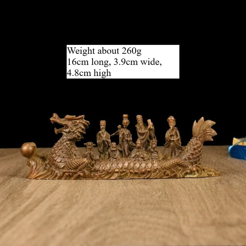 Antique Bronze Dragon Boat Eight Immortals Crossing The Sea Ornaments Creative Home Office Desktop Ornaments Sculptures Crafts