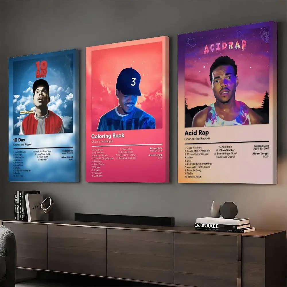 Singer Album B-Chance Rapper Painting Calligraphy HD Modern Style Inner Frame Canvas Poster Bedroom Room Hallway Wall Art Decor