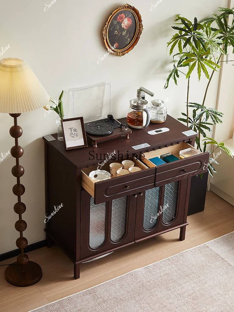 American retro solid wood tea bar machine and cabinet integrated  FT