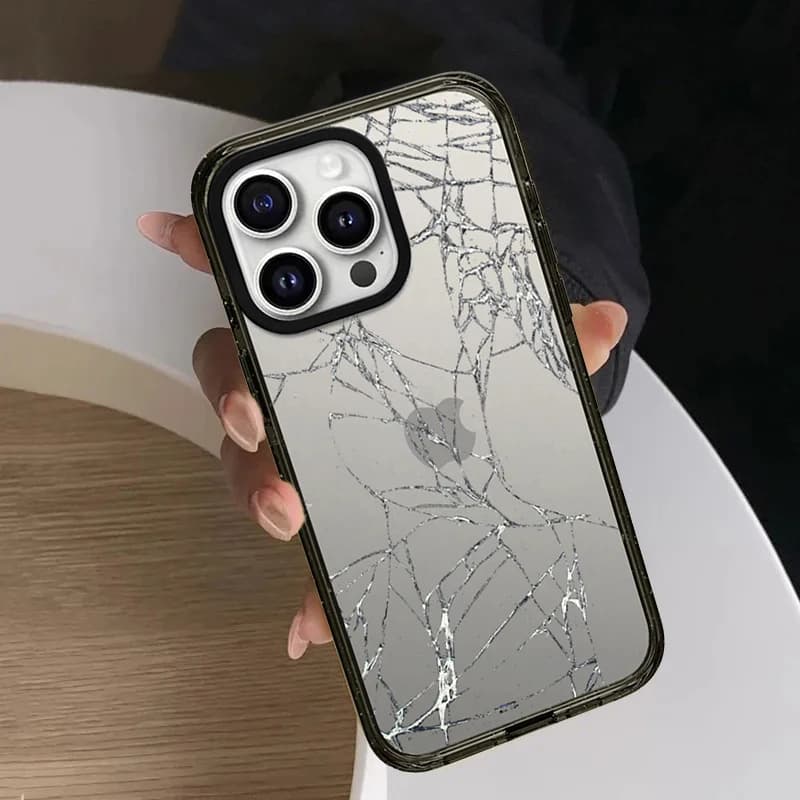 Creative Cracks Impact Black Border Magnetic Phone Case Cover for IPhone 13 14 15 16 17 Pro Max Case for IPhone Air
