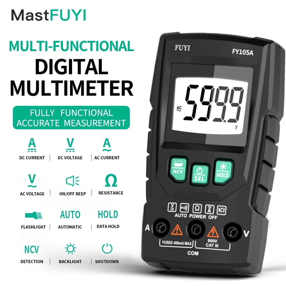 MASTFUYI FY105A 4000 Counts Mini Professional Digital Multimeter AC/DC Voltage Tester Automotive Current Tester Electrician Tool