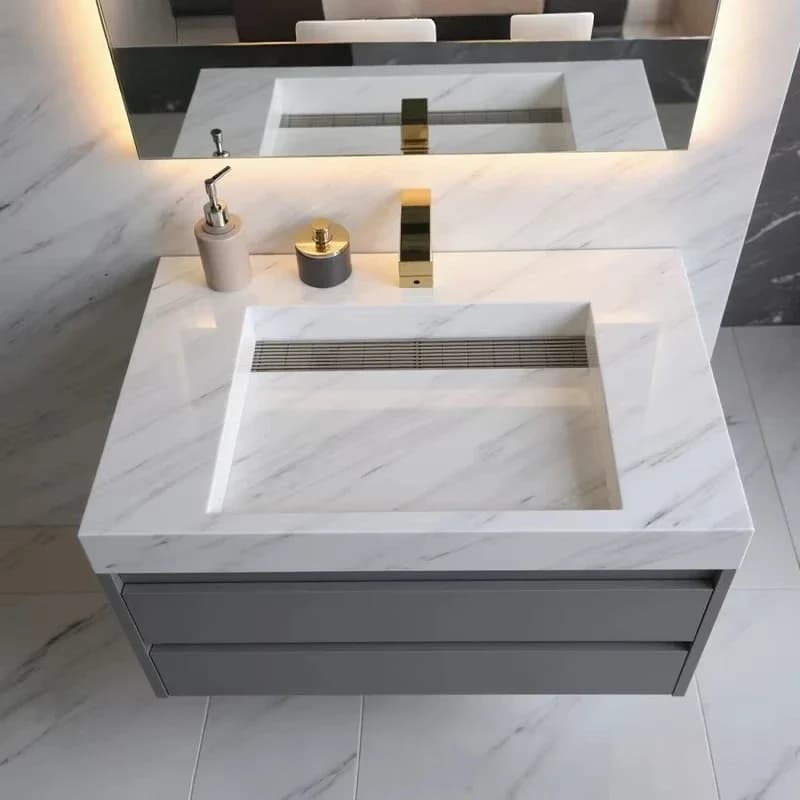 Double Vanity Bathroom Sink with Cabinet Modern Farmhouse Undermount Double Bowl Sink Set in White with Soft Close Drawers