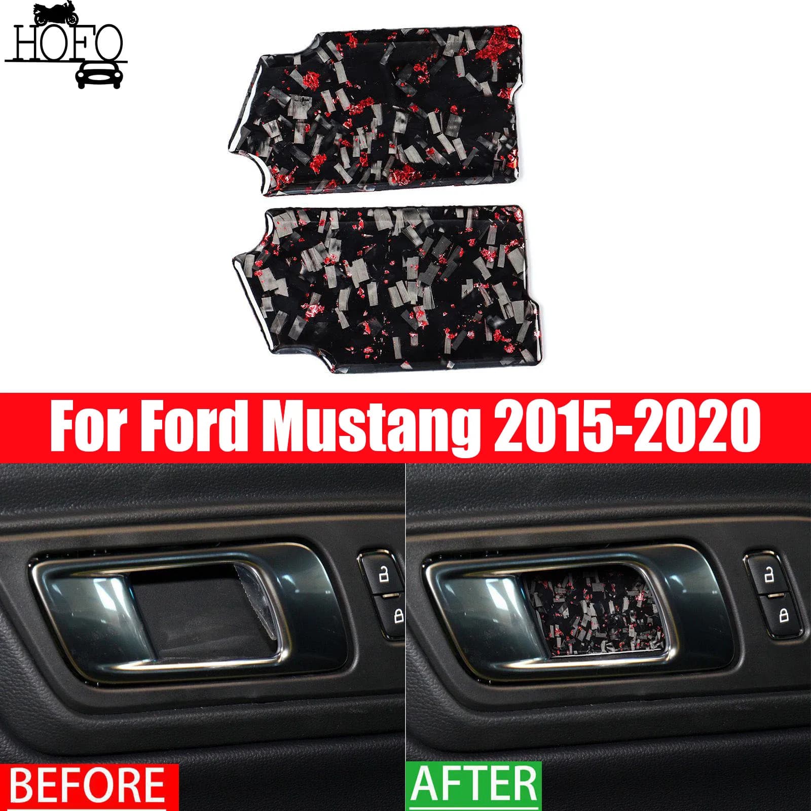 2pcs Interior Door Handle Bowl Panel Trim For Ford Mustang 2015-2020