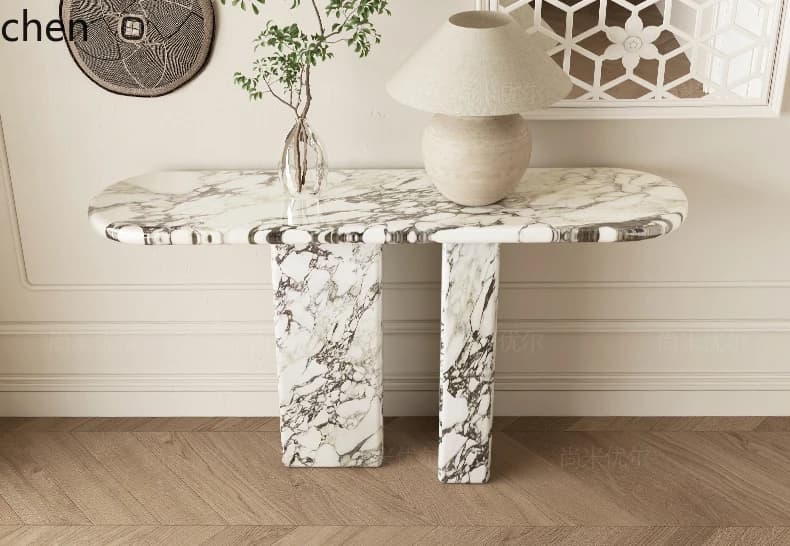ZML marble entrance entrance hall against the wall retro style small apartment entrance table rack