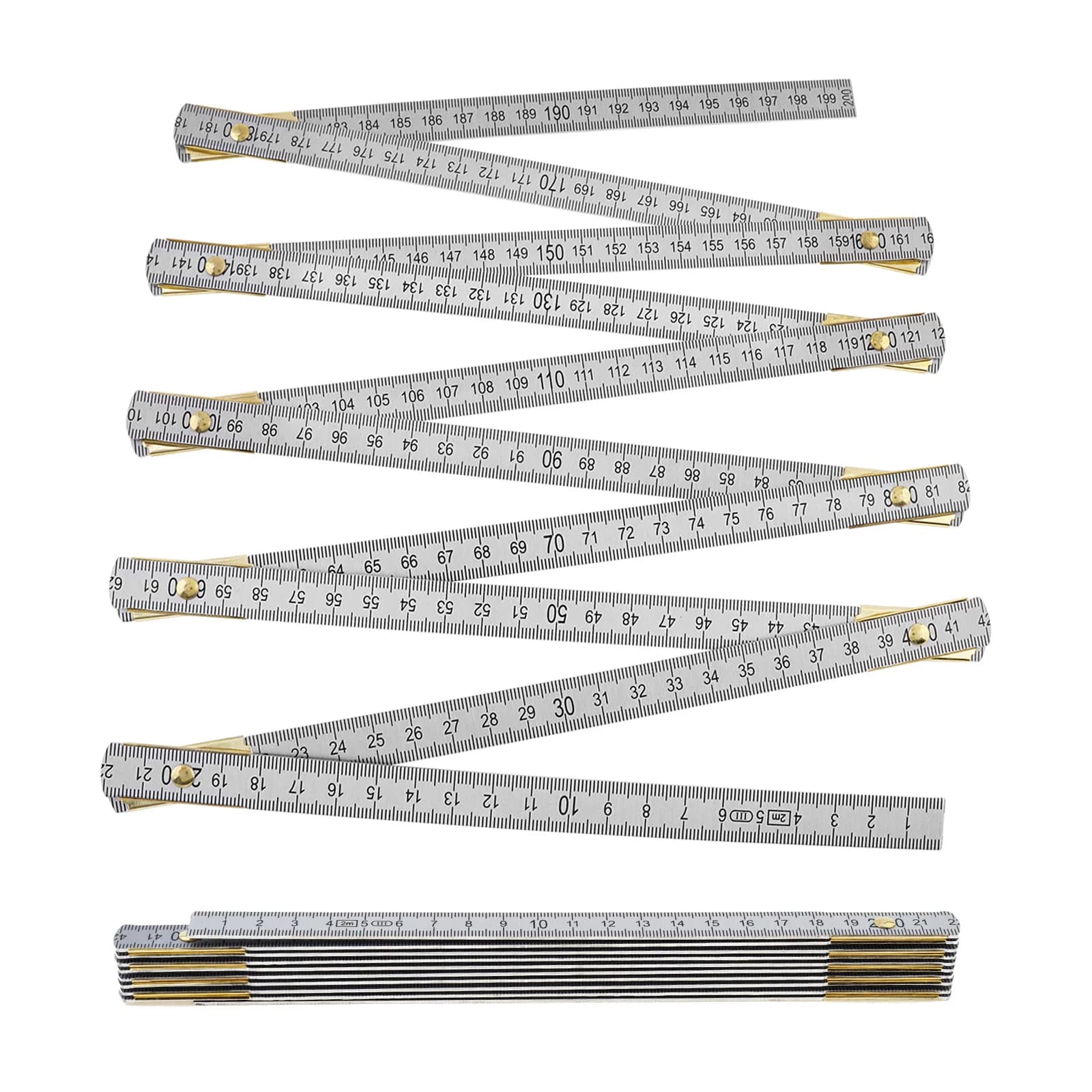 2pcs 2M Dual Metric Scale Aluminum Folding Ruler Set for Metalworking Industrial Drawing Carpenter Ruler Measuring Tool