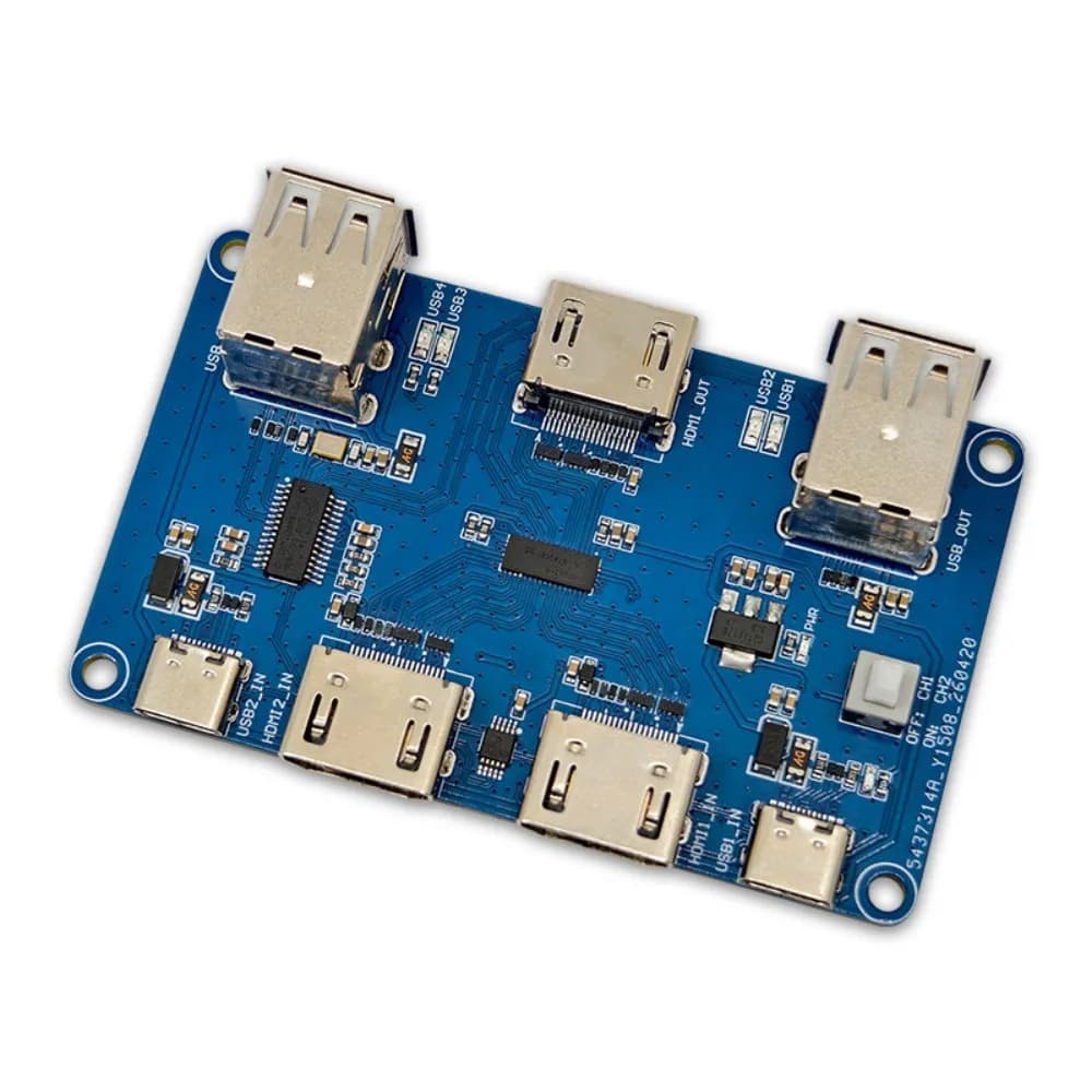 KVM Switch Module Dual‑Channel USB HUB 2 Hosts Share 1 Set Monitor Keyboard Mouse Button Switch 480Mbps with LED Indicator