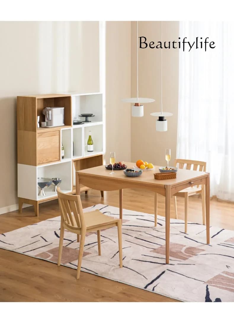 SS Wave Table Modern Simple Household Small Multi-functional Dining Table Extended Dining Rectangle Table