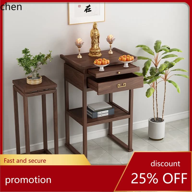 HT New Chinese Style Altar Table for Offering to Gods and Spirits, Small Altar Table, Buddha Shrine Cabinet, Bodhisattva