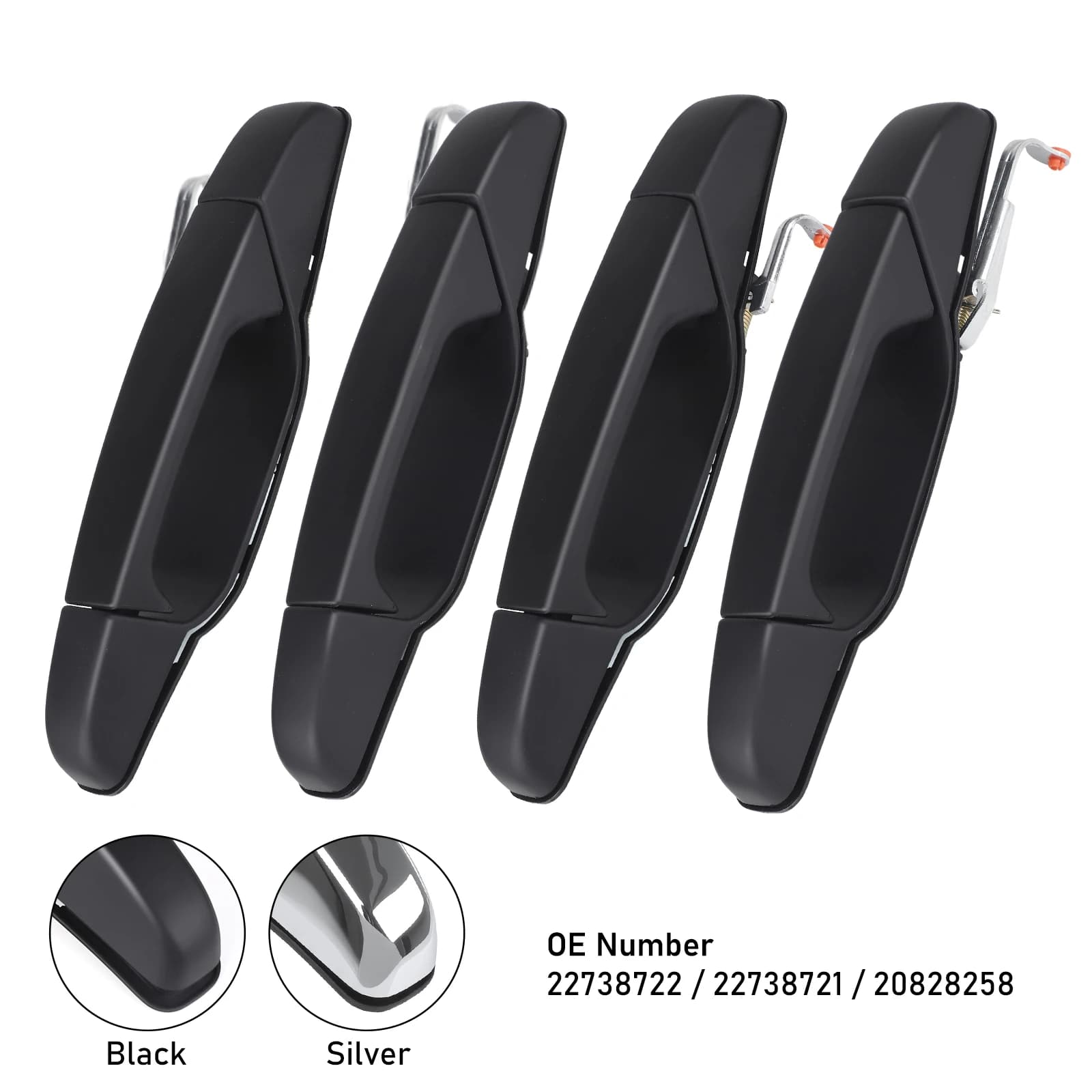 New Chrome Door Handle Kit - 4PCS Front/Rear Driver/Passenger For Cadillac Escalade 2007-2014 & Chevy Trucks 20828258 / 22738721