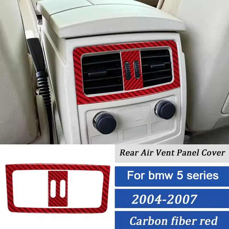 For BMW 5 Series E60 2004-2007 Carbon Fiber Car Interior Rear Air Condition Outlet Panel Frame Cover Stickers