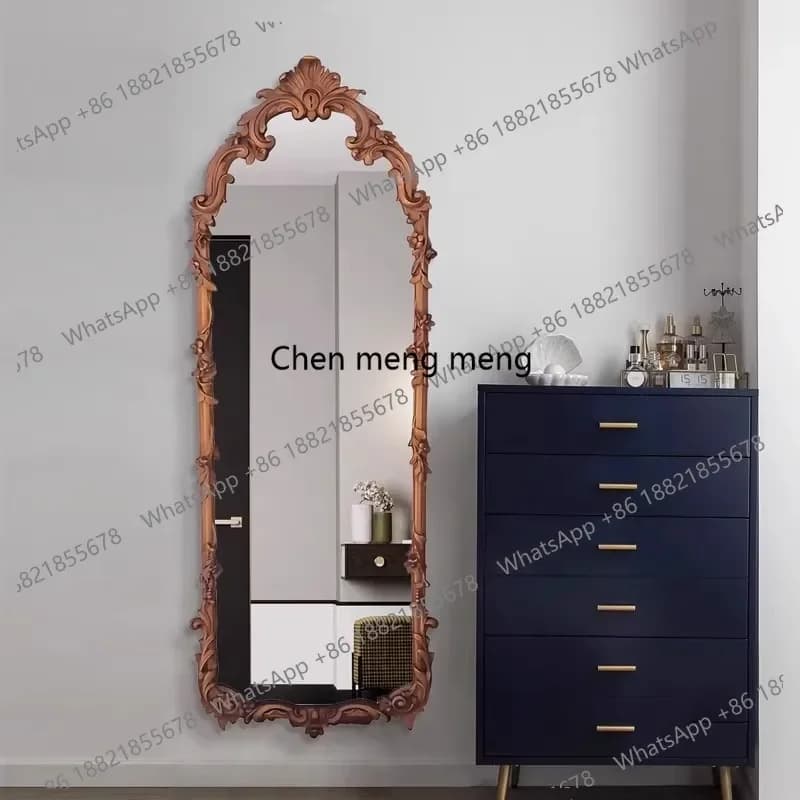 AB03  Retro Creativity Design Carved Flower Abnormity Full-body Mirror European Style Home Use Bedroom Decoration Dressing Mirro