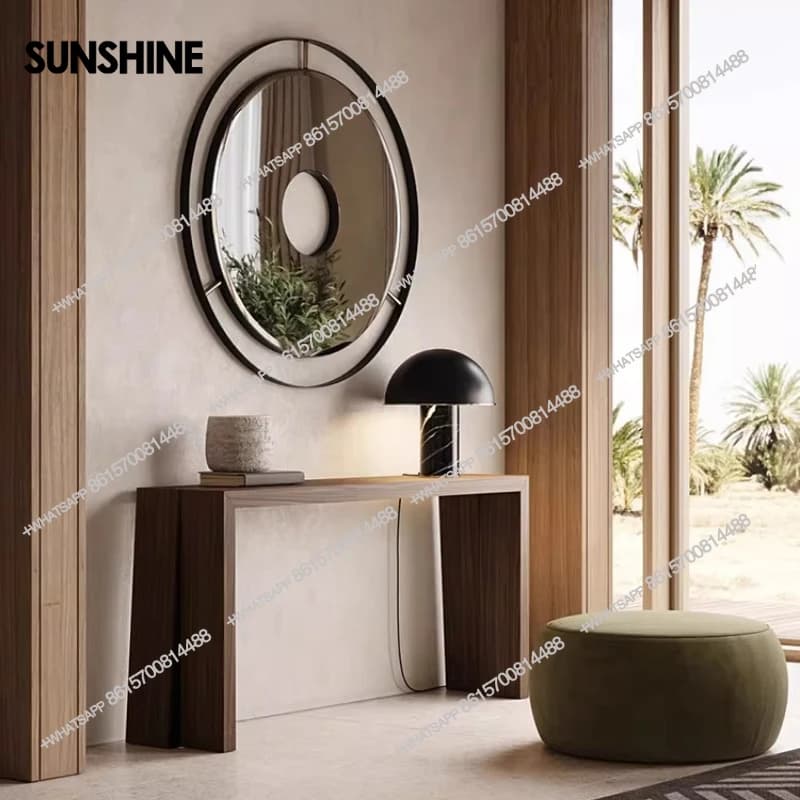 Italian minimalist solid wood porch cabinet, modern light luxury living room bedroom dresser combination