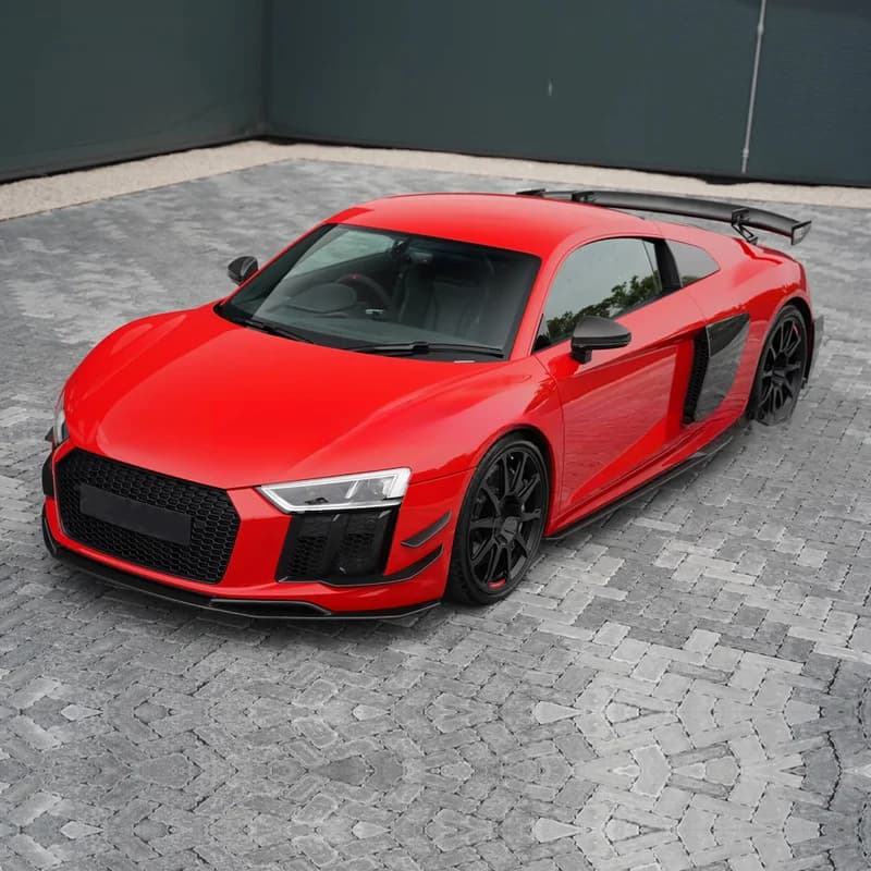 High Quality Performance Dry Carbon Fiber Body Kit Fit For R8 Front Lip Canards Side Skirt Rear Bumper Spoiler Upgrade Parts