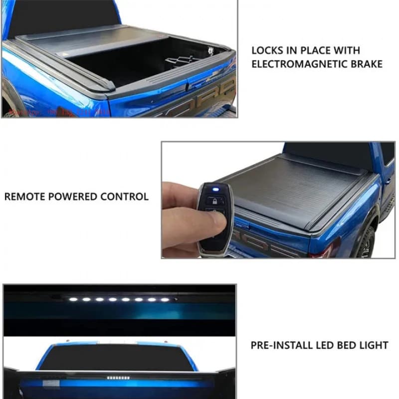 A popular electric automatic roll-up cargo cover for RAM 1500 CREW CAB (5'7" cargo box) (without RAM toolbox).