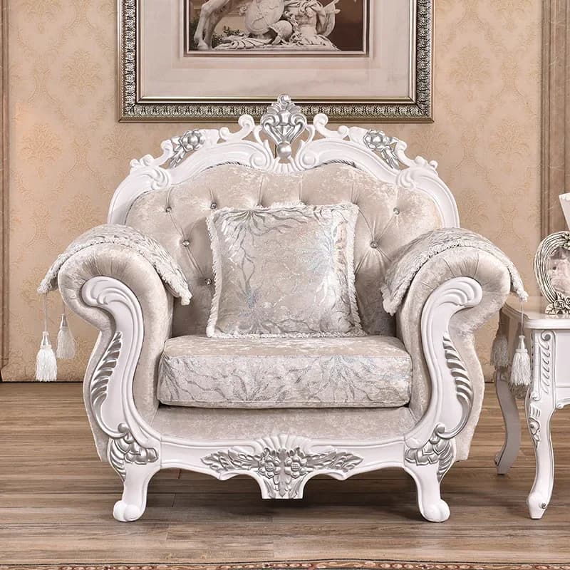 y8- European cloth sofa living room flannel solid wood carving flower fabric high-end luxury combination new removable
