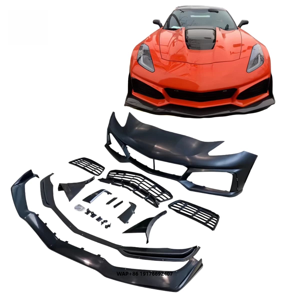 Suitable for 14-19 Corvette C7 ZR1 Style Body Kit PP Material Bumper Upgrade and Replacement Kit Body Kit