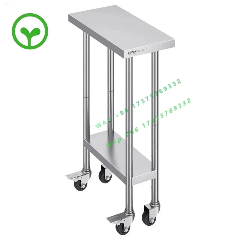 【Premium】SucceBuy Stainless Steel Work T le 500 LBS Load Capacity w/4 Wheels 3 Adjust le Height Levels Heavy   Food Prep Workt l