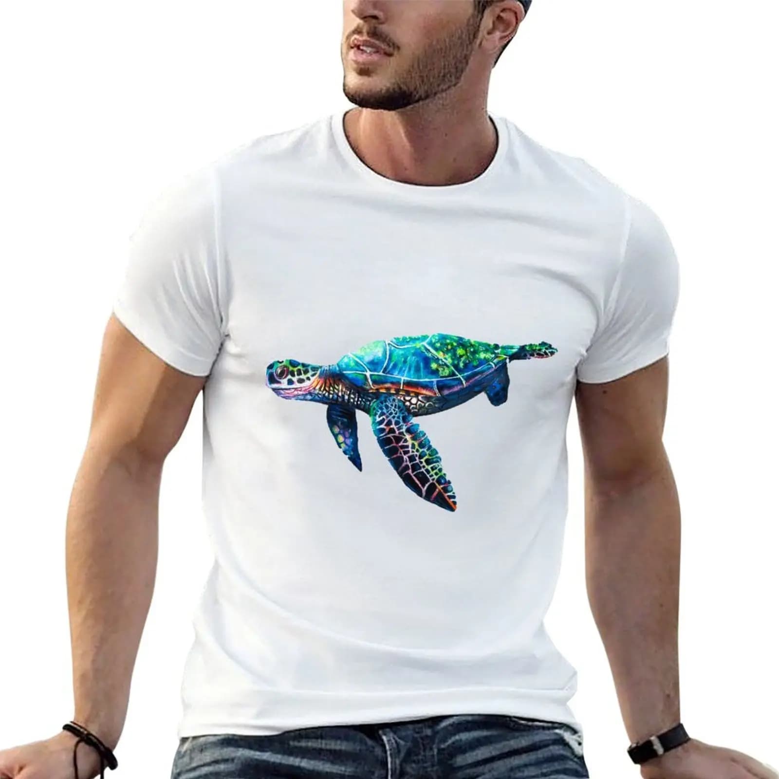 Rainbow Sea Turtle T-Shirt boys whites graphic t shirt vintage t shirts for men pack