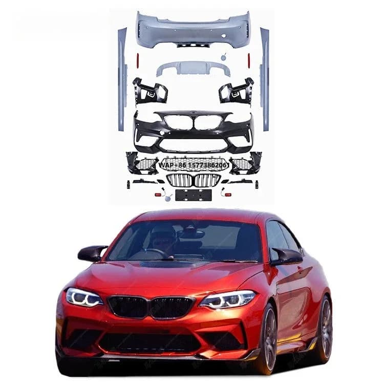 Auot Parts with Front Bumper Side Skirts Rear Diffuser for M240 220i 225i 2 Series F22 F23 Upgrade to  M2C Style Body Kit