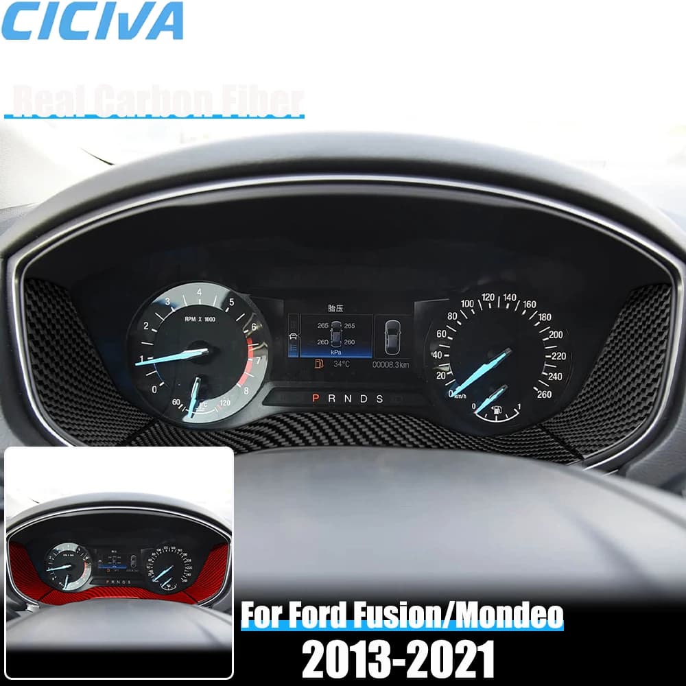 Real Carbon Fiber Car Accessories Speedometer Panel Decorative Trim Cover Soft Sticker For Ford Fusion/Mondeo 4th Gen 2013-2021