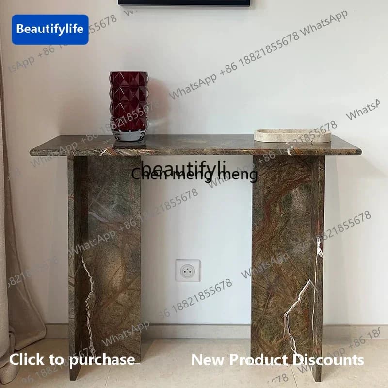 183Italian minimalist natural marble entrance table designer high-end living room entrance table6005