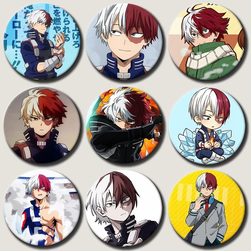 58mm Anime Character Shoto Todoroki Soft Button Pin Hero Cartoon Brooch Creative Badge for Backpack Clothes Decoration Gift