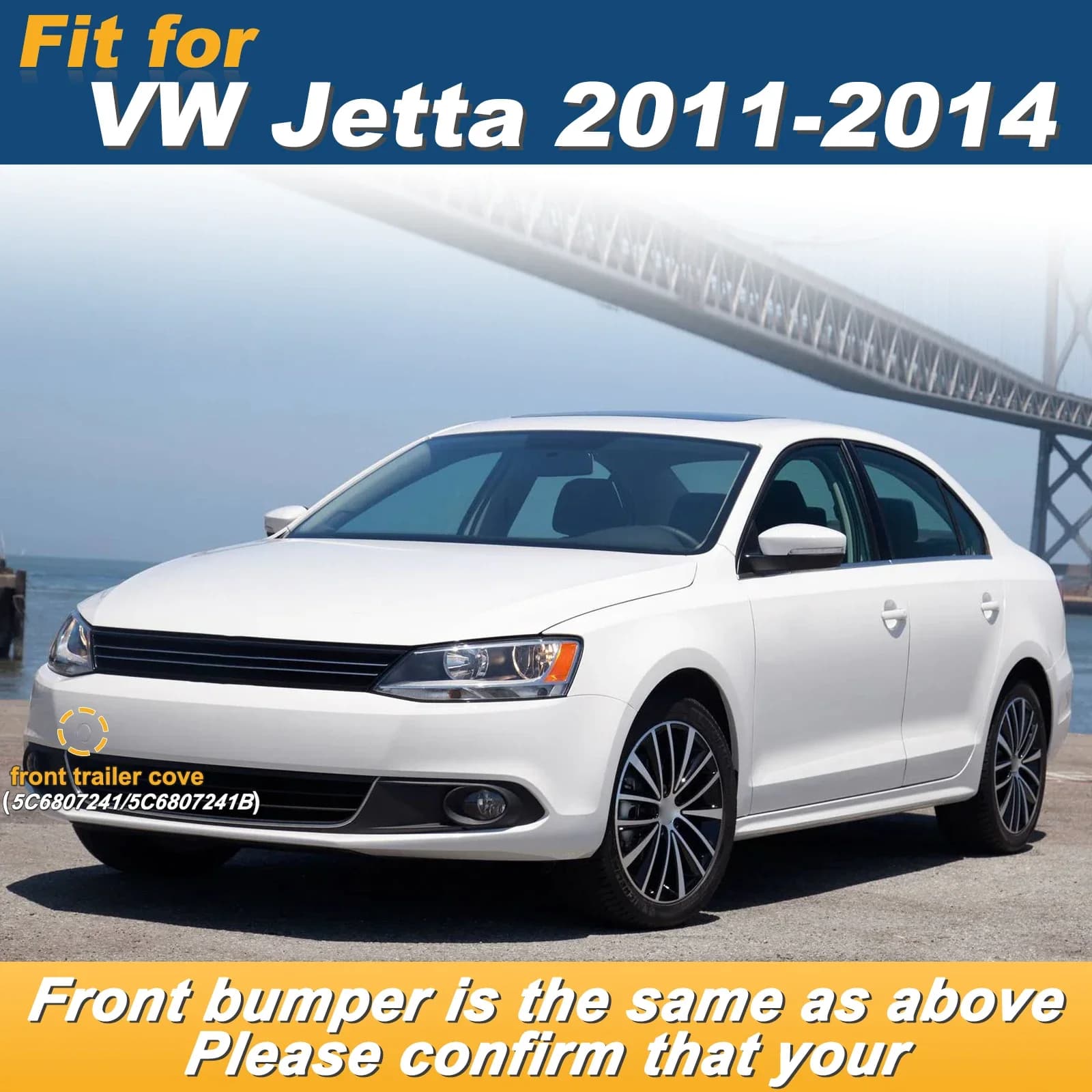 Front Tow Hook Cap For VW Jetta Models 2011 to 2014 Direct Fit Replacement Parts 5C6807241 and 5C6807241B