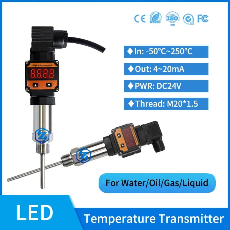 PT100 Temperature Sensor Used for 4-20ma Temperature Transducer Thermal Resistance Signal Convert pt100 Temperature Transmitter
