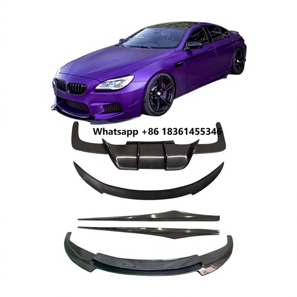 For M6 F06 F12 F13 2012-2018 V Style Kit Front Bumper Lip Side Skirt Splitter Diffuser Carbon Fiber V Style Body Kit