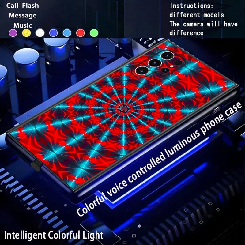 Red Blue Radial LED Light Up Case For Samsung S26 S25 S24 Ultra S23 Plus S22 Voice Control LED Call Flash Phone Cover Art Glow
